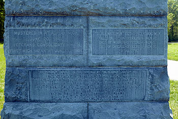 Text detail of the monument dedicated to the 4th Michigan at Gettysburg. Image ©2015 Look Around You Ventures, LLC.